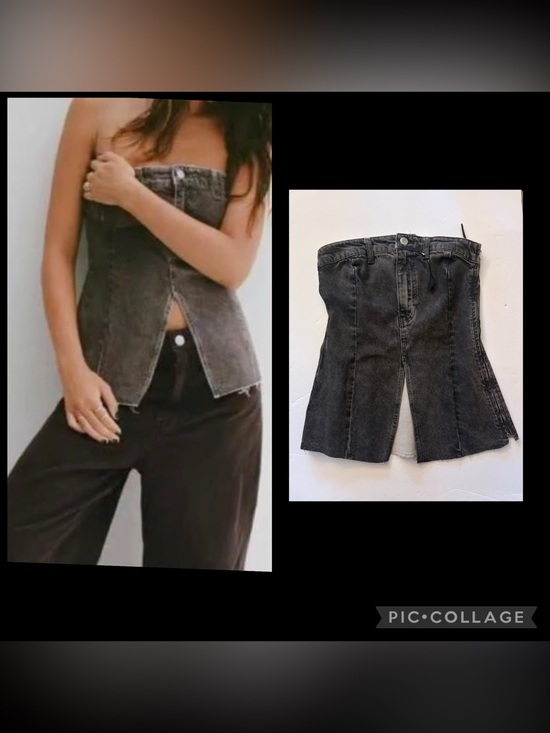 Zara Denim - Zara Black Washed  Strapless Denim Yop